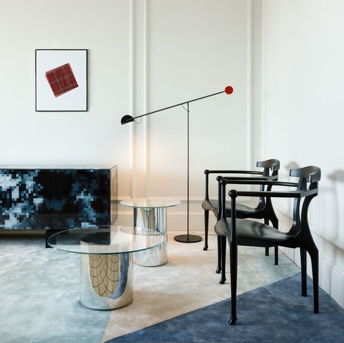 Moderner Beistelltisch - 2001 - BD Barcelona Design - Hartglas / Gestell aus Stahl / rund