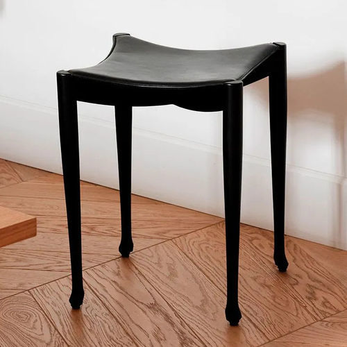 Moderner Hocker - GAULINO  - BD Barcelona Design - Leder / Gestell aus heißlackiertem Stahl / schwarz
