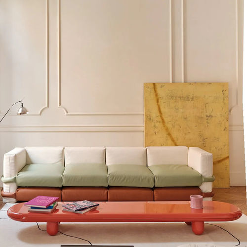 Moderner Couchtisch - EXPLORER  - BD Barcelona Design - lackiertes MDF / Gestell aus bemaltem Stahl / oval