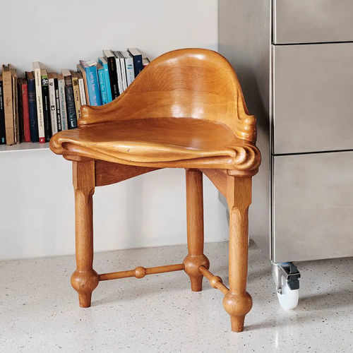 Stil-Hocker - CALVET  - BD Barcelona Design - Eiche / Gestell aus Eiche / mit 3 Beinen