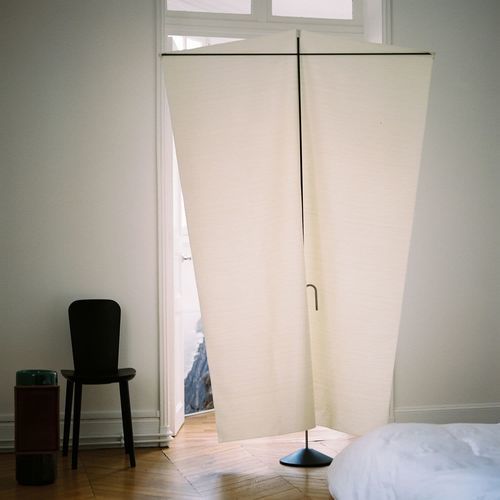 Moderner Paravent - BATON PARAVANT - BD Barcelona Design - Stoff / Stahl / schwarz