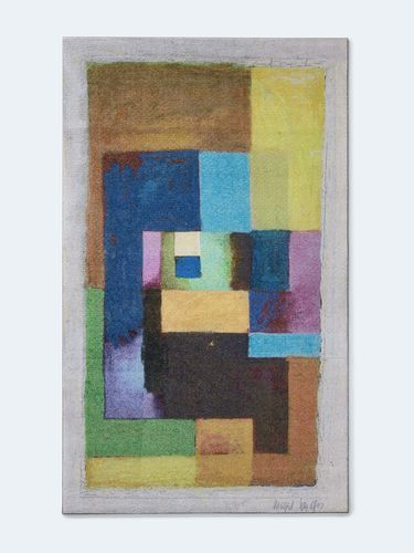 Moderner Teppich - Blaues Quadrat - Löffler Bürositzmöbel GmbH - geometrisches Muster / Textil / rechteckig