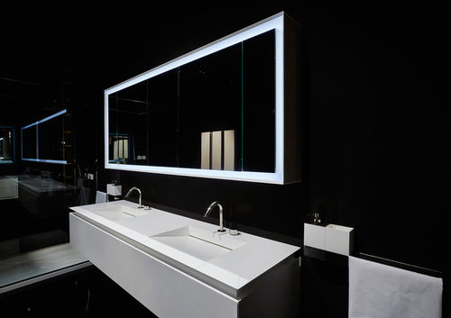 Doppelter Waschtisch-Unterschrank - K.FLY - RI.FRA MOBILI - wandhängend / Corian® / modern