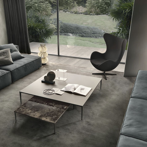 Moderner Couchtisch - TRAY - RIMADESIO - Aluminium / rechteckig / quadratisch