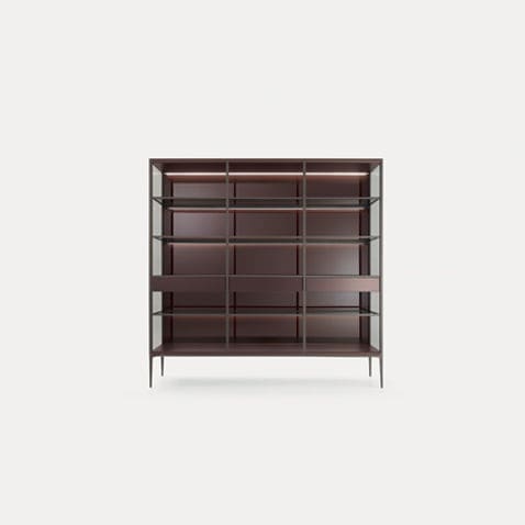 Modernes Bücherregal - ALAMBRA - RIMADESIO - Eiche / Aluminium / Glas