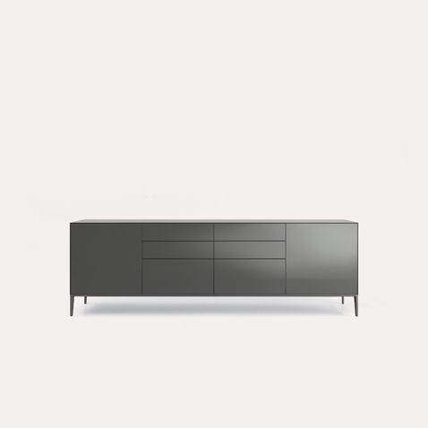 Modernes Sideboard - SELF UP - RIMADESIO - lackiertes Glas / Aluminium / schwarz
