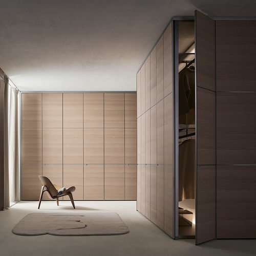 Tür für Einbauschrank / für Innenbereich - COVER PURE - RIMADESIO - Teakholz / Holz / Glas