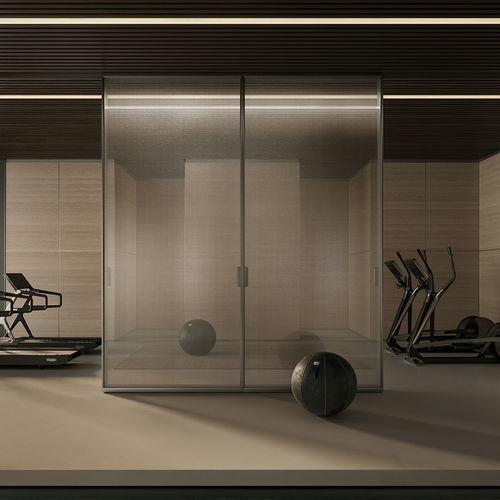 Eiche-Schiebegardine - SYNCRO - RIMADESIO - Platin / Glas