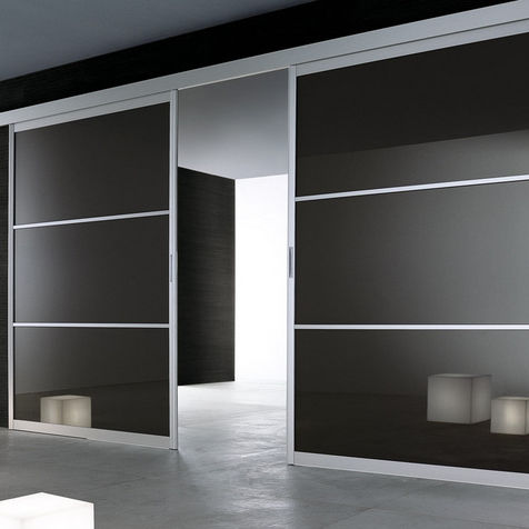 Tür für Innenbereich - SIPARIUM - RIMADESIO - Aluminium / Schiebe / Glas