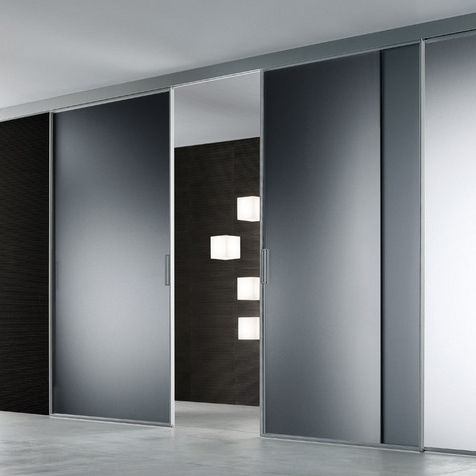 Tür für Innenbereich - VELARIA - RIMADESIO - Aluminium / Schiebe / Glas