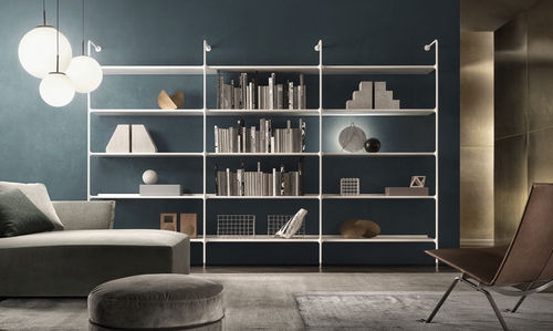 Wandmontiertes Bücherregal - WIND - RIMADESIO - modern / Aluminium / Glas