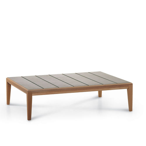 Moderner Couchtisch - TEKA 009 - RODA - Teakholz / emaillierte Keramik / rechteckig