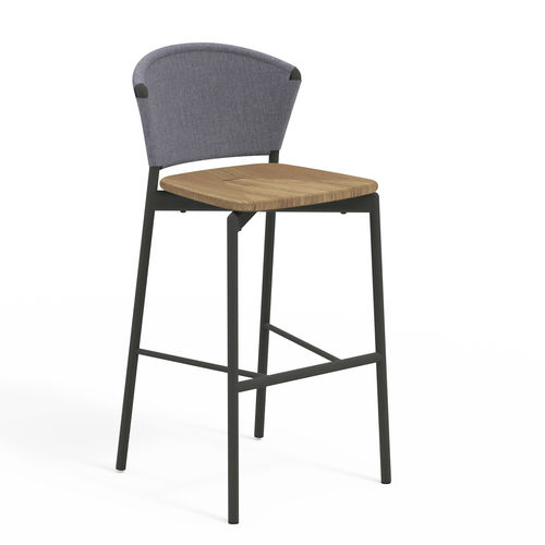 Moderner Barstuhl - PIPER 050 - RODA - für Außenbereich / Aluminium / Teakholz