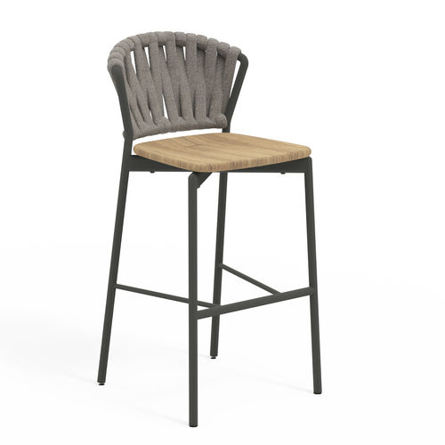 Moderner Barstuhl - PIPER 250 - RODA - für Außenbereich / Aluminium / Teakholz