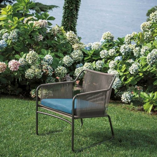 Moderner Sessel - HARP 768 - RODA - Polyester / Edelstahl / mit abnehmbarem Kissen