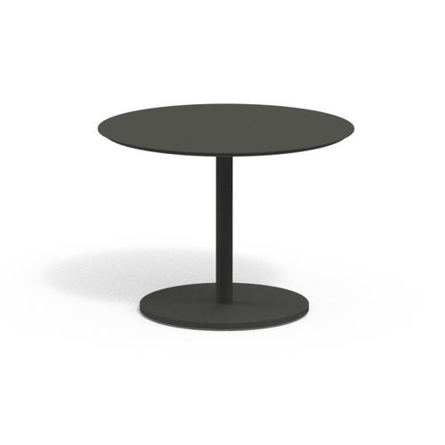 Moderner Bistrotisch - BUTTON 604 - RODA - Teakholz / lackiertes Aluminium / Sandstein