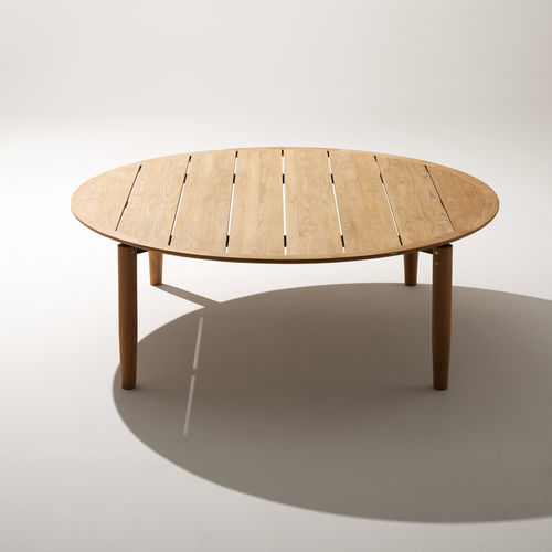 Moderner Esstisch - LEVANTE 018 - RODA - Teakholz / Gestell aus Teakholz / rund