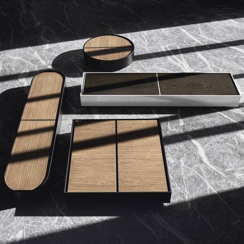 Moderner Couchtisch - FLAP - Living Divani - Holz / HPL / Gestell aus Stahl