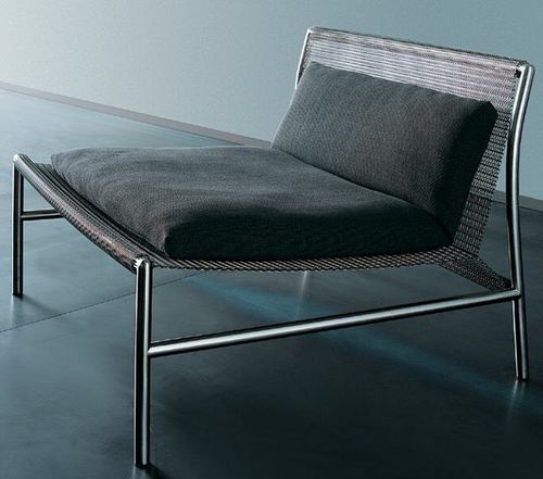 Moderner Kaminsessel - HI TECH  - Living Divani - Stoff / Leder / Edelstahl