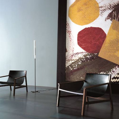 Moderner Sessel - SDRAIO - Living Divani - Leder / Nussbaum / schwarz