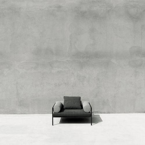 Moderner Sessel - AGRA - Living Divani - Stoff / Leder / Edelstahl