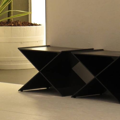 Moderner Hocker - ANIN - Living Divani - Leder / Stoff / Aluminium