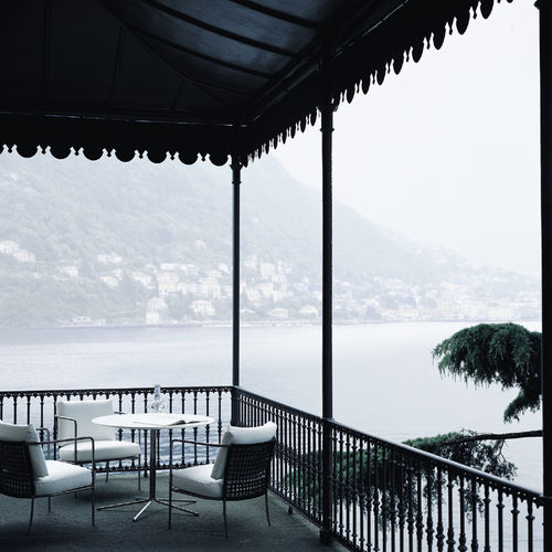Moderner Sessel - CAFE' - Living Divani - Stoff / Edelstahl / Kordel