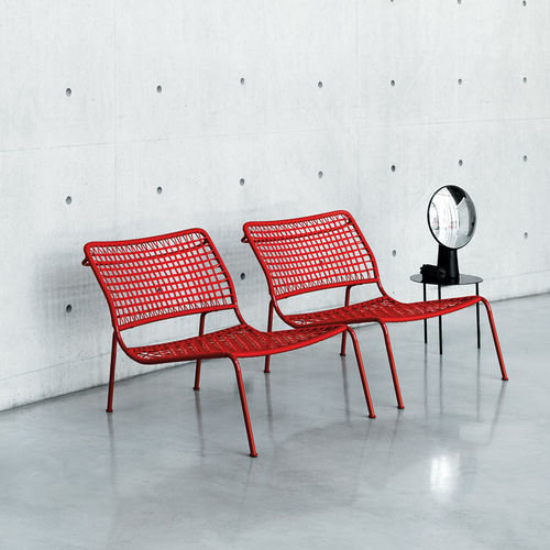 Moderner Kaminsessel - CARBON FROG - Living Divani - Kordel / Kohlefaser / grau