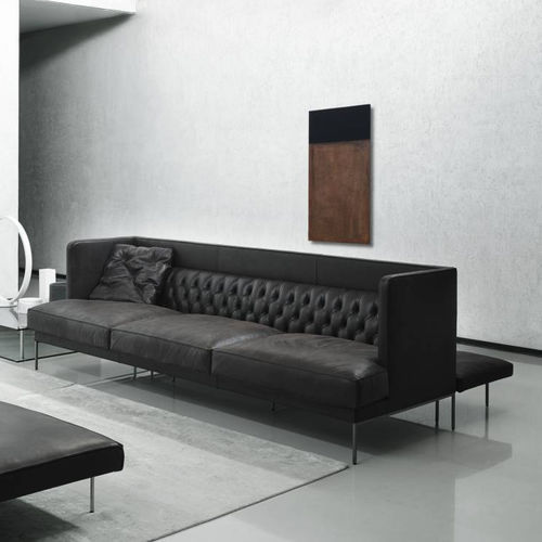 Modernes Sofa - LIPP - Living Divani - Stoff / Leder / mit Armlehnen