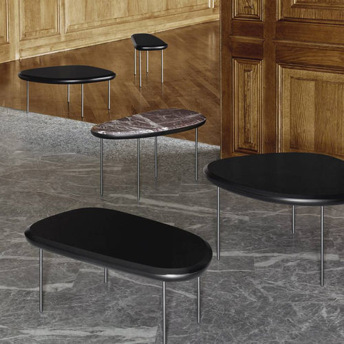 Moderner Couchtisch - PEBBLE - Living Divani - lackiertes MDF / Marmor / Gestell aus Stahl