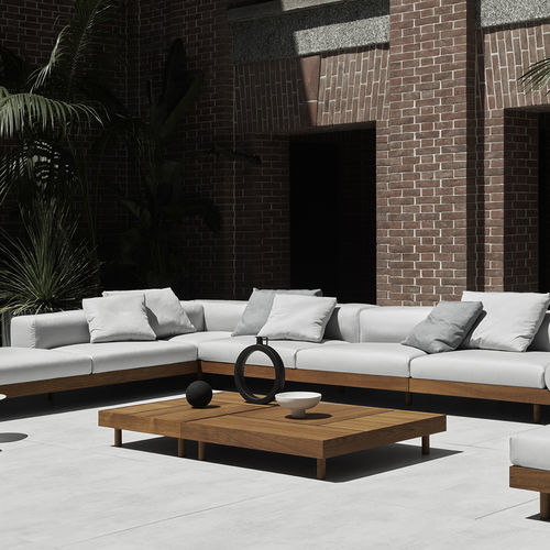 Moderner Couchtisch - Kasbah - Living Divani - Teakholz / Sperrholz / HPL