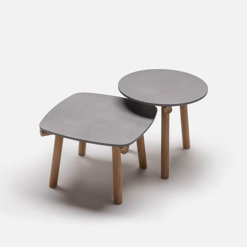 Moderner Beistelltisch - KASUMI - Living Divani - Keramik / Stein / Gestell aus Holz