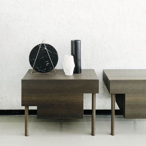 Moderner Nachttisch - STILT - Living Divani - Eiche / Ulme / Gestell aus Eiche
