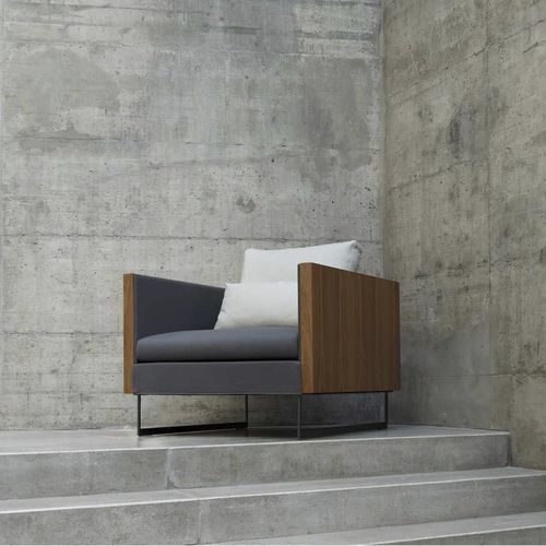Moderner Sessel - DECK - Joquer - Stoff / Leder / amerikanischer Nussbaum