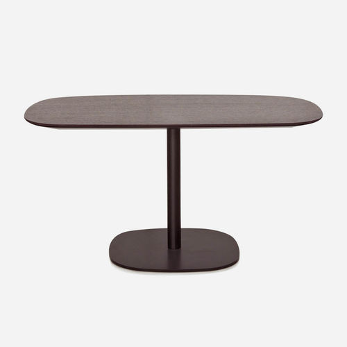 Moderner Couchtisch - TAB WORK - Joquer - lackiertes Glas / Eiche / Holzfurnier