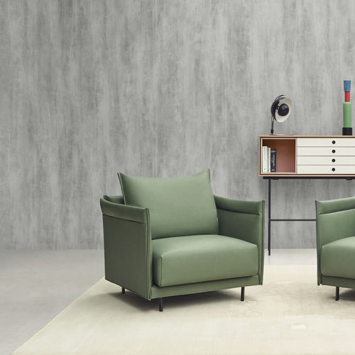 Moderner Sessel - SENSO - Joquer - Leder / Holz / mit abnehmbarem Kissen
