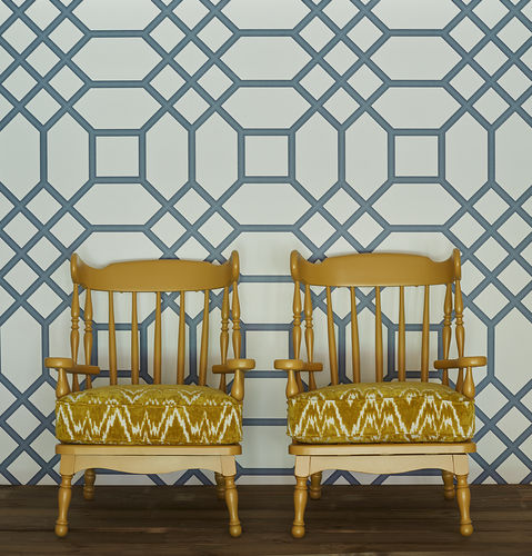 Moderne Tapete - HISPANIA: MIGUEL - Gastón y Daniela - geometrisches Muster / blau / schwarz