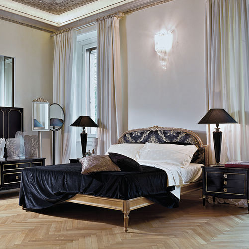 Doppelbett - ART. 2267 - SALDA ARREDAMENTI - Louis XVI / gepolstertes Kopfteil / Stoff