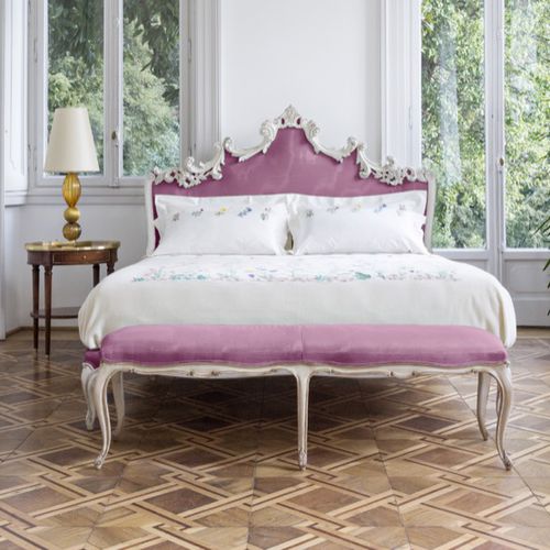 Doppelbett - ART. 6946 - SALDA ARREDAMENTI - Louis XV / gepolstertes Kopfteil / Buche