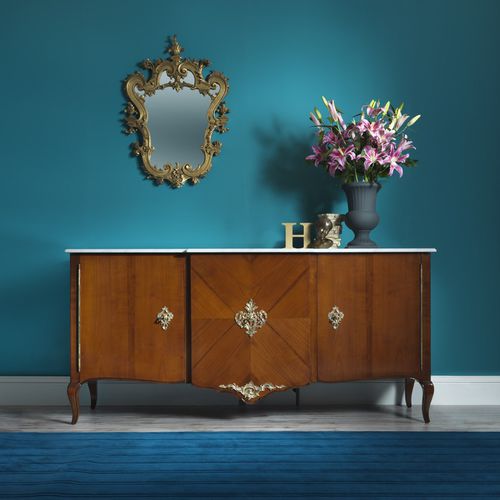 Stil-Sideboard - ART. 8593 - SALDA ARREDAMENTI - Kirschbaum / Messing / Marmor