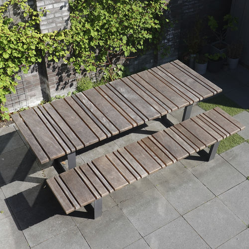 Moderner Picknicktisch - HIGHLIFE III - Streetlife - Bambus / Gestell aus galvanisiertem Stahl / Gestell aus heißlackiertem Stahl