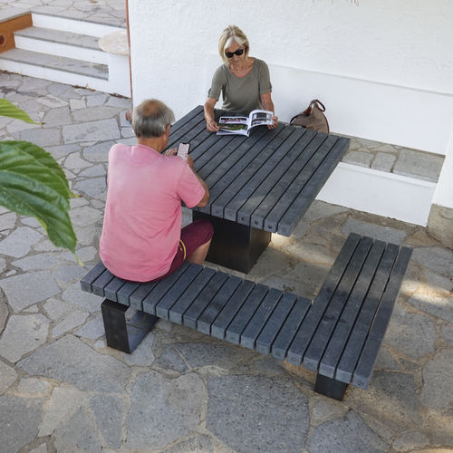 Moderne Tischgarnitur - SOLID MEET&amp;WORK - Streetlife - Holz / galvanisiertem Stahl / Cortenstahl