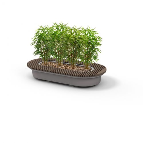 Moderne Bank für den öffentlichen Raum - LEAN GREEN OBLONG  - Streetlife - Laubholz / Bambus / ohne Armlehnen