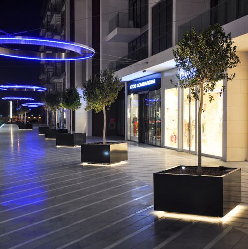 Quadratischer Pflanzkübel - SHRUBTUBS - Streetlife - COR-TEN®-Stahl / pulverbeschichteter Stahl / beleuchtet