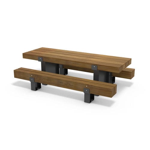 Industriedesign-Tischgarnitur - HEAVY-HEAVY - Streetlife - Industriestil / Cortenstahl / Laubholz