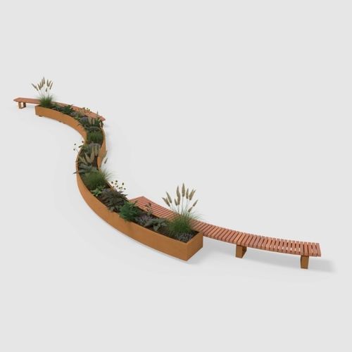 Stahl-Pflanzkübel - SHRUBTUBS SERPENTINE - Streetlife - Aluminium / galvanisiertem Stahl / COR-TEN®-Stahl