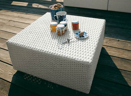 Moderner Couchtisch - BAHIA - Dolcefarniente by DFN srl - Glas / geflochtenes Harz / quadratisch