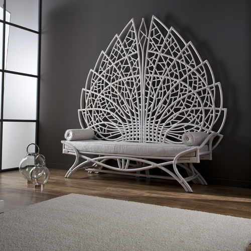 Polsterbank / originelles Design - ETHUIL - Dolcefarniente by DFN srl - Rattan / mit Rückenlehne / braun