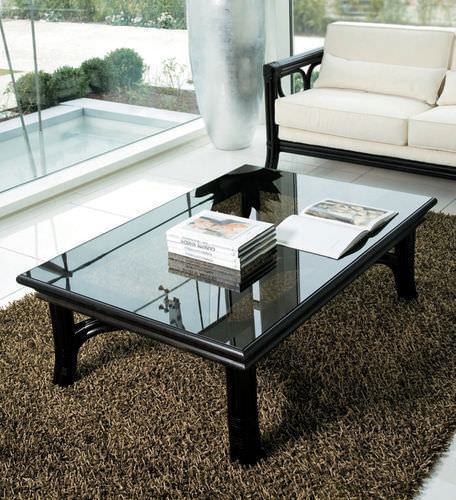 Moderner Couchtisch - ARTÙ/N - Dolcefarniente by DFN srl - Glas / Rattan / rechteckig