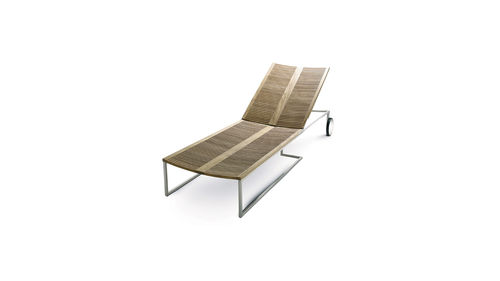 Moderne Sonnenliege - BEO - KENKOON - Teakholz / Edelstahl / für Garten